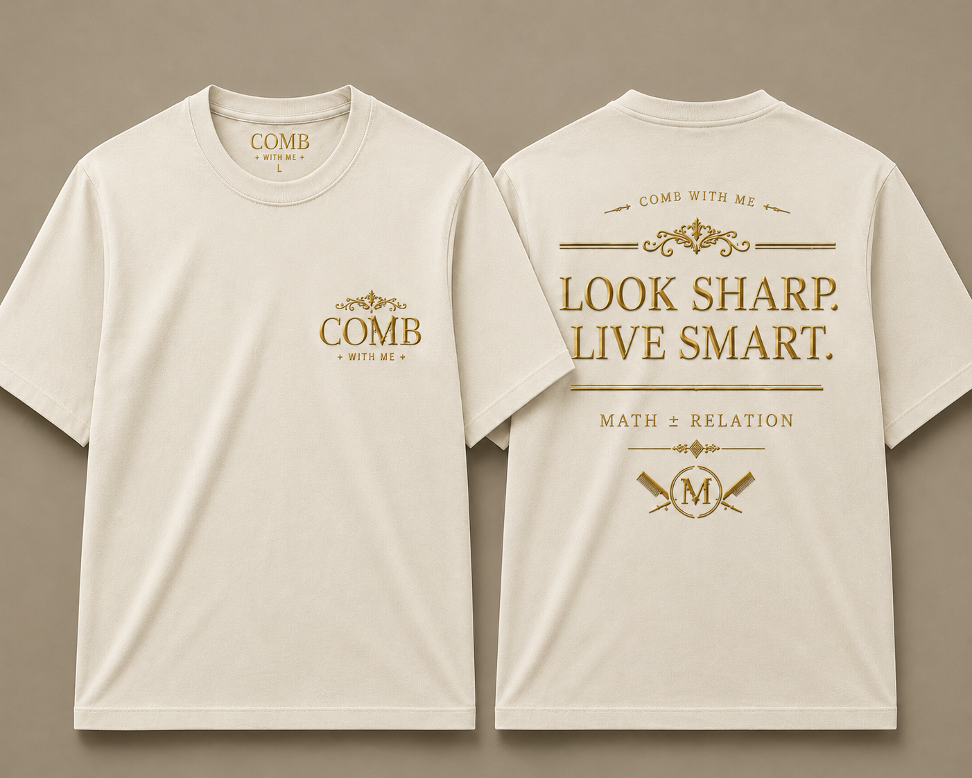Comb With Me × Math Relation Signature Tee - Bone