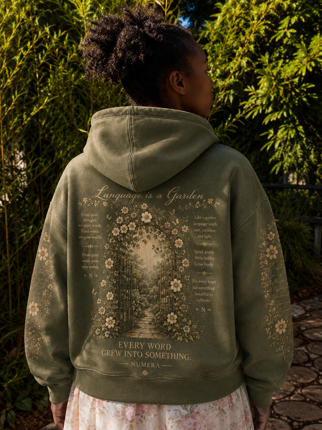 NUMERA -  Language Garden Hoodie (Botanical Sage)