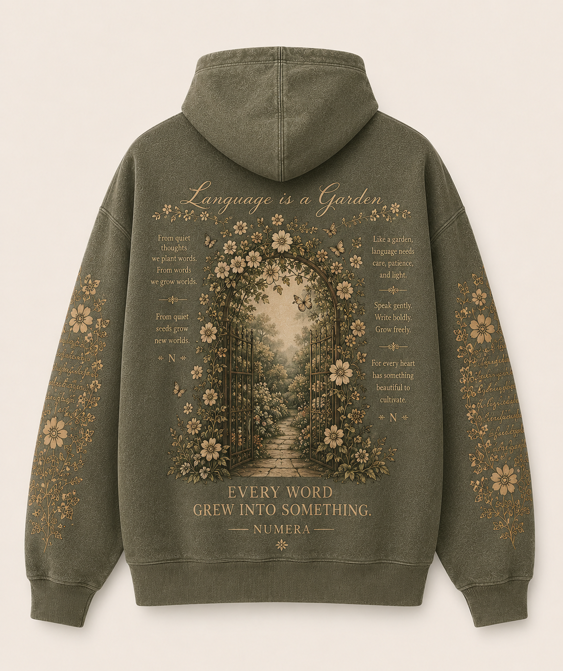 NUMERA -  Language Garden Hoodie (Botanical Sage)